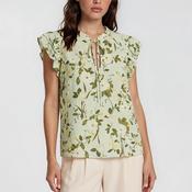 Vero Moda Nellie Floral Frill Sleeve Top, Green