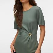 Vero Moda Vira Ruched Gold Hardware Top, Green