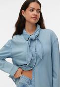 Vero Moda Vionette Denim with Neck Detail Shirt, Medium Blue Denim image