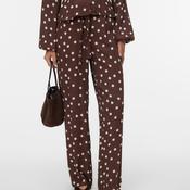 Vero Moda Elisa Polka Dot Trousers, Brown and White image