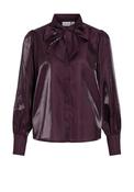 Vila Klarina Pussy Bow Sheen Shirt, Plum Perfect image