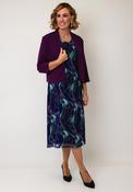 Via Veneto Mamy Printed Dress and Jacket Co-Ord, Purple
