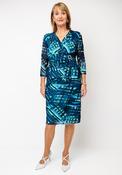 Via Veneto Abstract Print Mesh Pencil Dress, Green image