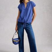 White Stuff Nicole Notch Neck Top, Blue image