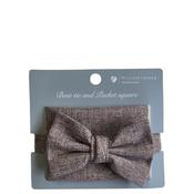 William Turner Linen Texture Bow Tie &amp; Pocket Square, Greige