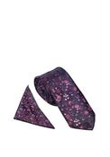 William Turner Floral Blossom Tie &amp; Pocket Square, Navy &amp; Pink image