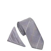 William Turner Tweed Check Tie &amp; Pocket Square, Silver &amp; Blue image