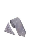 William Turner Tweed Check Tie &amp; Pocket Square, Silver &amp; Blue image