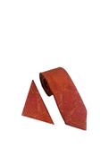 William Turner Wedding Paisley Tie &amp; Pocket Square, Rust Orange image