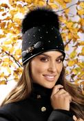 Willi Tanama Gold Bead Pom Pom Hat, Black image