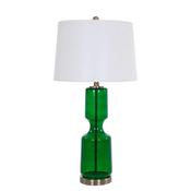 WJ Sampson Glass Table Lamp with Linen Shade, Green