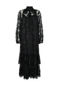 Y.A.S Lacilla Lace Pussybow Long Dress, Black image