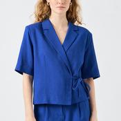 Y.A.S Primo Linen Blend Short Sleeve Blazer, Blue