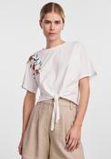 Y.A.S Fabian Embroidered Floral Knot T-Shirt, Star White image