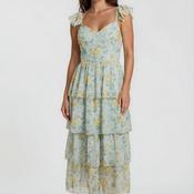 YAS Matiri Floral Tiered Dress, Blue Multi image