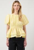 Y.A.S Skyla Elasticated Peplum Top, Yellow image