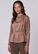 Y.A.S Pella Satin Funnel Neck Blouse, Light Brown image