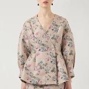 YAS Mabel Floral Jacquard Blazer, Beige