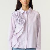 Yas Rosa Corsage Striped T-Shirt, Lilac