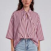 Yas Karen Striped Bow Short Sleeve Blouse, Purple