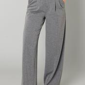 Yest Bailey Lurex Stripe Wide Leg Trousers, Grey