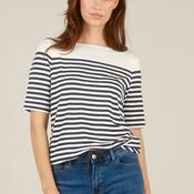 Yest Ishaana Striped Cropped Sleeve Top, Navy image