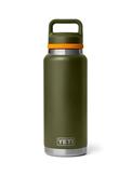 YETI Rambler 36oz Bottle with Chug Cap, Olive Green &amp; Orange image