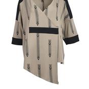 My Soul Zipper Print Asymmetric Top, Khaki