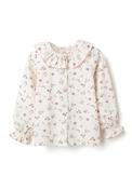 Zippy Girl Floral Long Sleeve Blouse with Collar, White image