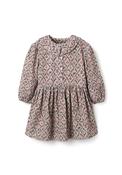 Zippy Girl Long Sleeve Corduroy Floral Dress, Beige image