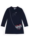 A Dee Mini Girl Alyssa Long Sleeve Dress, Navy image