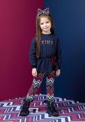 A Dee Mini Girl Celine Top and Legging Set, Navy image