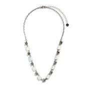 Absolute White Opal Rectangle Necklace, Silver image