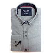 Advise Stripe Double Collar Long Sleeve Shirt, Grey