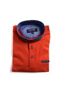 Advise Contrast Micro Print Polo Shirt, Rust image