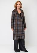 Alison Sheri Check Fluffy Knit Long Coat, Brown image