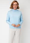 Alison Sheri Button Detail High Neck Jumper, Ice Blue image