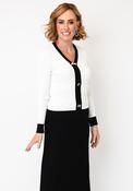 Alison Sheri Ribbed with Embellished Buttons Cardigan, Off-White image