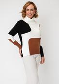 Alison Sheri Colour Block Rib Roll Neck Jumper, Multi image