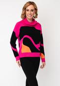 Alison Sheri Abstract Print High Neckline Jumper, Pink Multi image