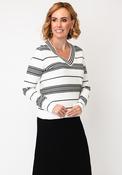 Alison Sheri Striped V Neck Jumper, White image