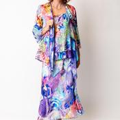Allison Abstract Print Silk Chiffon 3 Piece Set, Multi-Coloured
