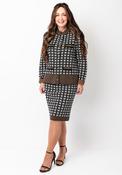 Allison Abstract  Print Knit Cardigan and Skirt Co-Ord, Brown image