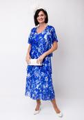 Allison Silk Frill Layered Dress, Blue image
