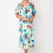 Allison Abstract Print Layered Dress, Mint Green