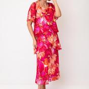 Allison Abstract Print Layered Dress, Orange Multi