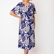 Allison Botanical Print Wrap Effect Dress, Blue