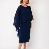 Allison Chiffon Cape Pencil Midi Dress, Navy image
