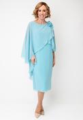 Allison Chiffon Cape Pencil Midi Dress, Blue image