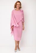 Allison Chiffon Cape Pencil Midi Dress, Pink image